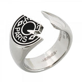 【6jfb0252】エルメス リング カルーゼル メタル シルバー ブラック ＃60【中古】メンズ