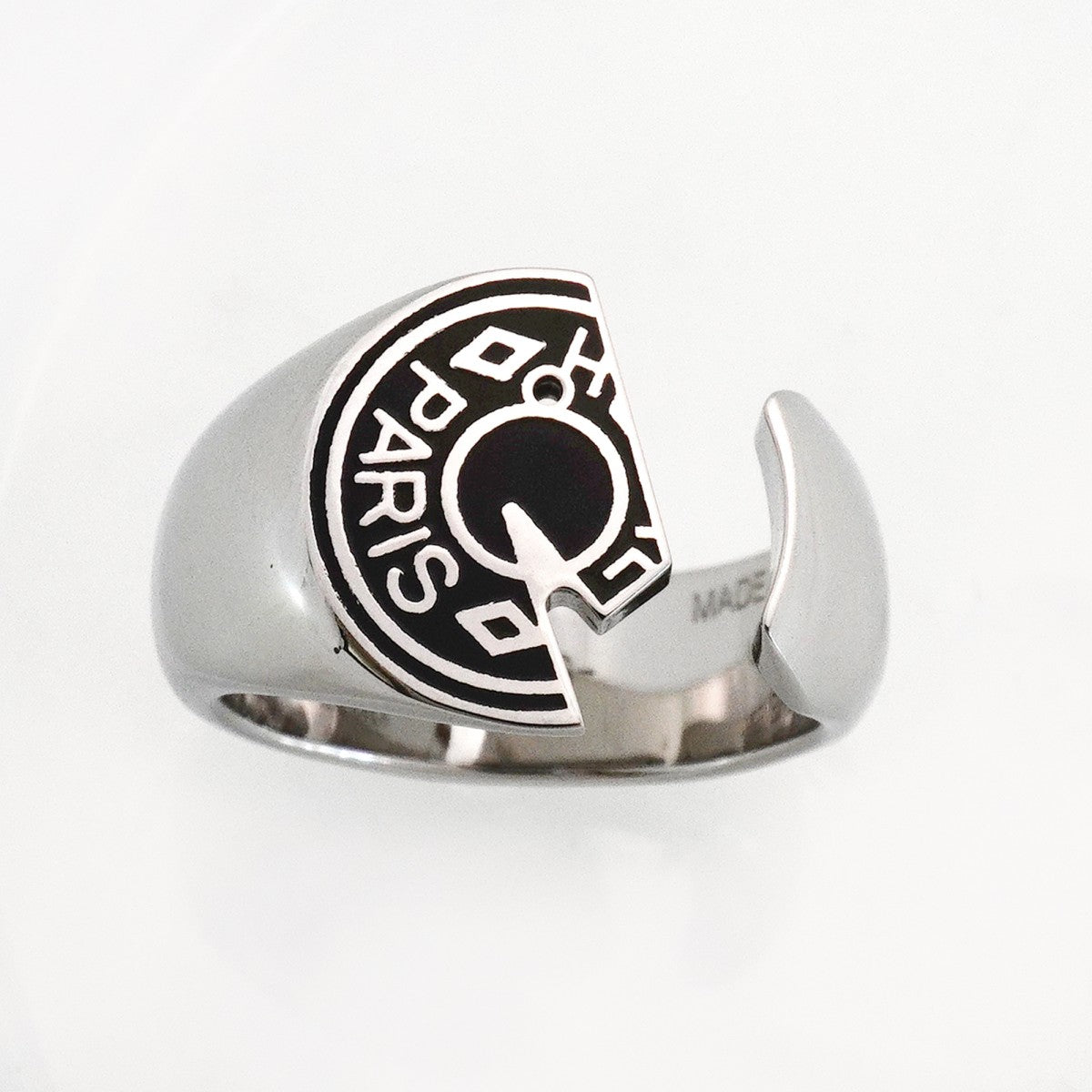 【6jfb0252】エルメス リング カルーゼル メタル シルバー ブラック ＃60【中古】メンズ