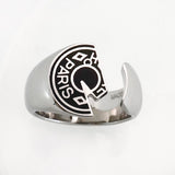 【6jfb0252】エルメス リング カルーゼル メタル シルバー ブラック ＃60【中古】メンズ