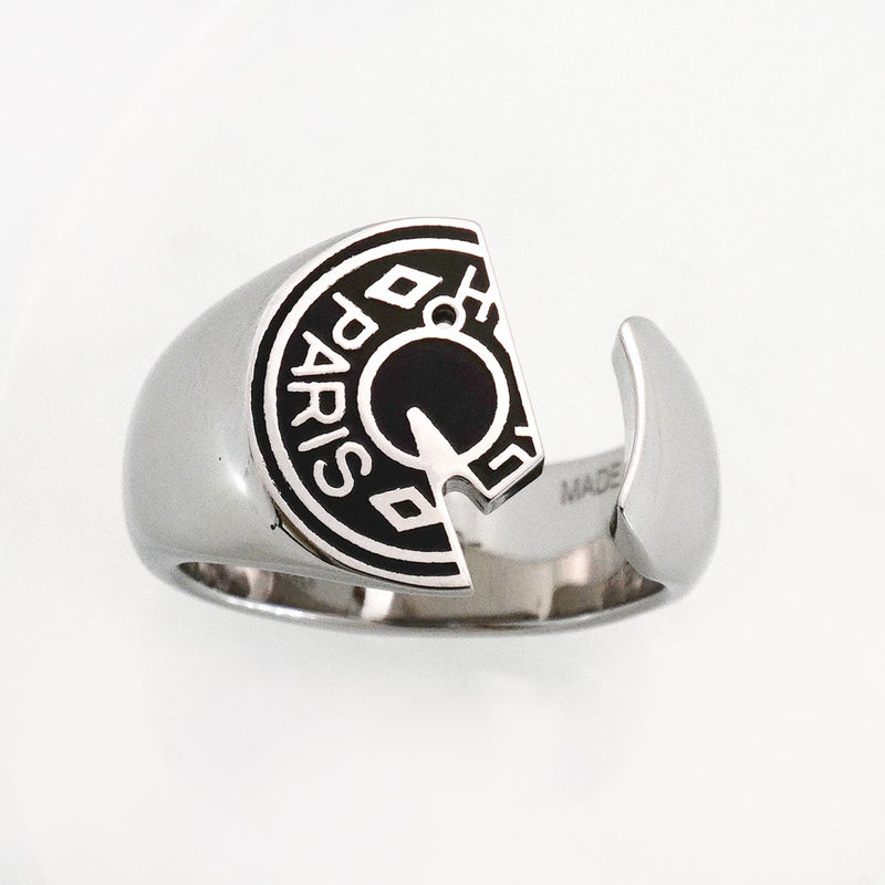 【6jfb0252】エルメス リング カルーゼル メタル シルバー ブラック ＃60【中古】メンズ