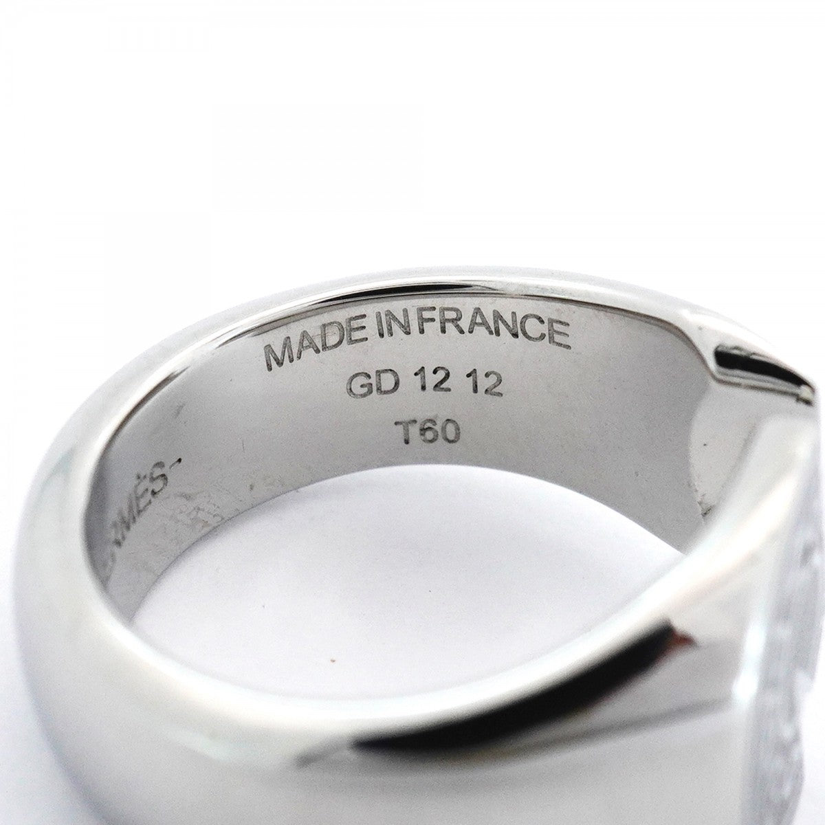 【6jfb0252】エルメス リング カルーゼル メタル シルバー ブラック ＃60【中古】メンズ