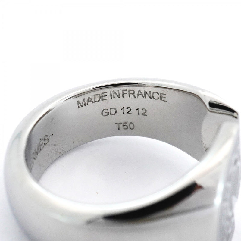 【6jfb0252】エルメス リング カルーゼル メタル シルバー ブラック ＃60【中古】メンズ