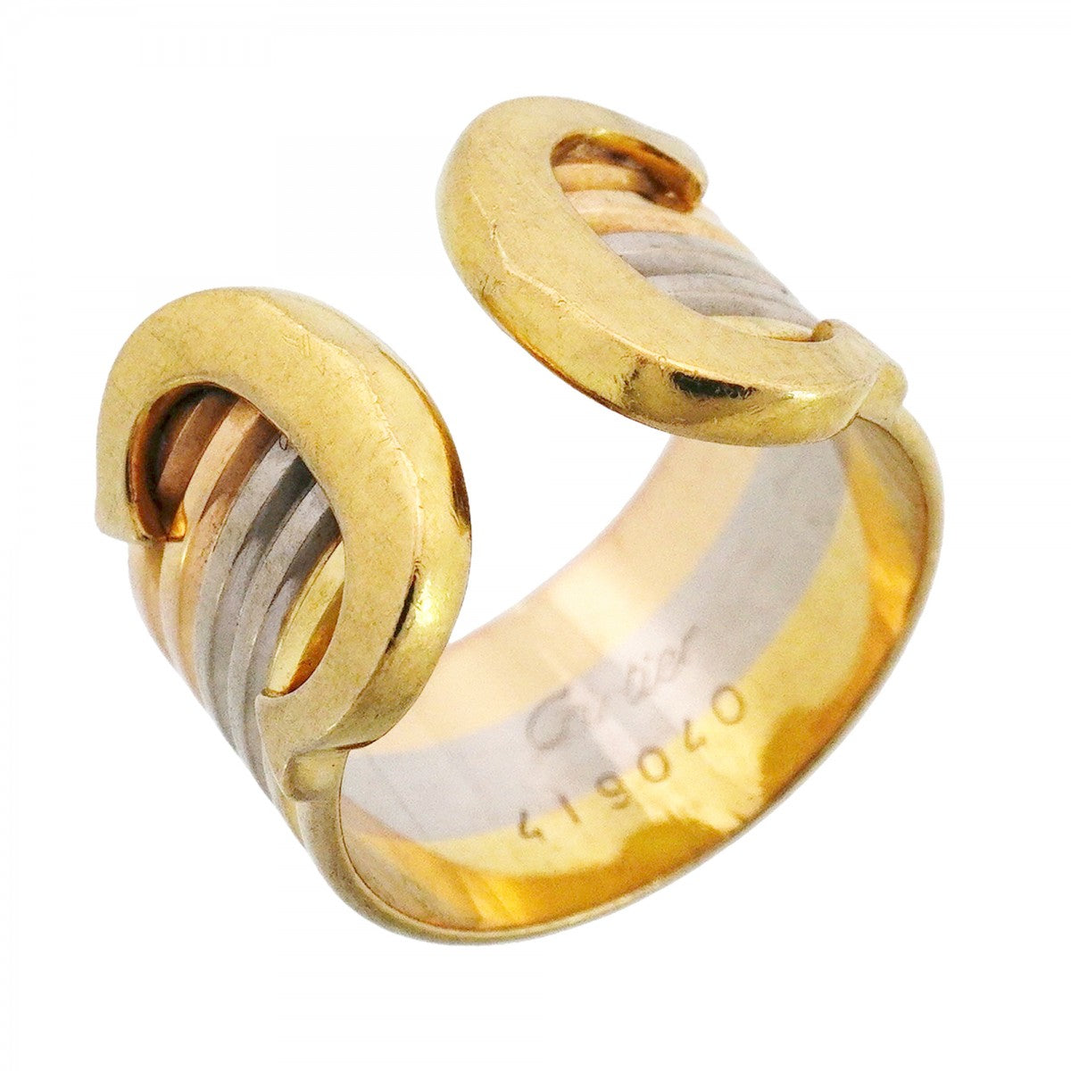【6jfb0287】カルティエ リング 2C K18YG イエローゴールド K18WG ホワイトゴールド K18PG ピンクゴールド ＃49【中古】レディース