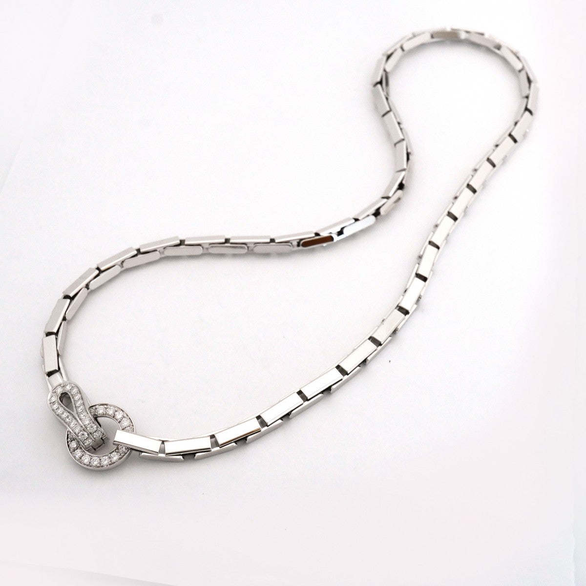 【6jfb0293】カルティエ ネックレス アグラフ K18WG ホワイトゴールド ダイヤモンド【中古】レディース
