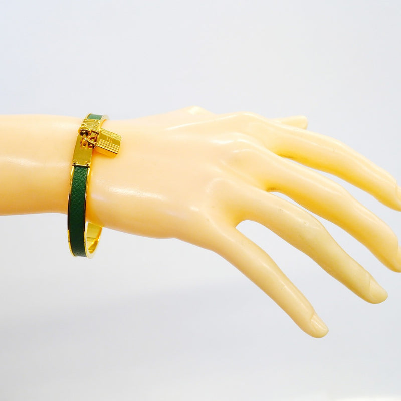 【6jfb0304】エルメス バングル ケリーバングル GPメッキ ゴールド グリーン【中古】レディース