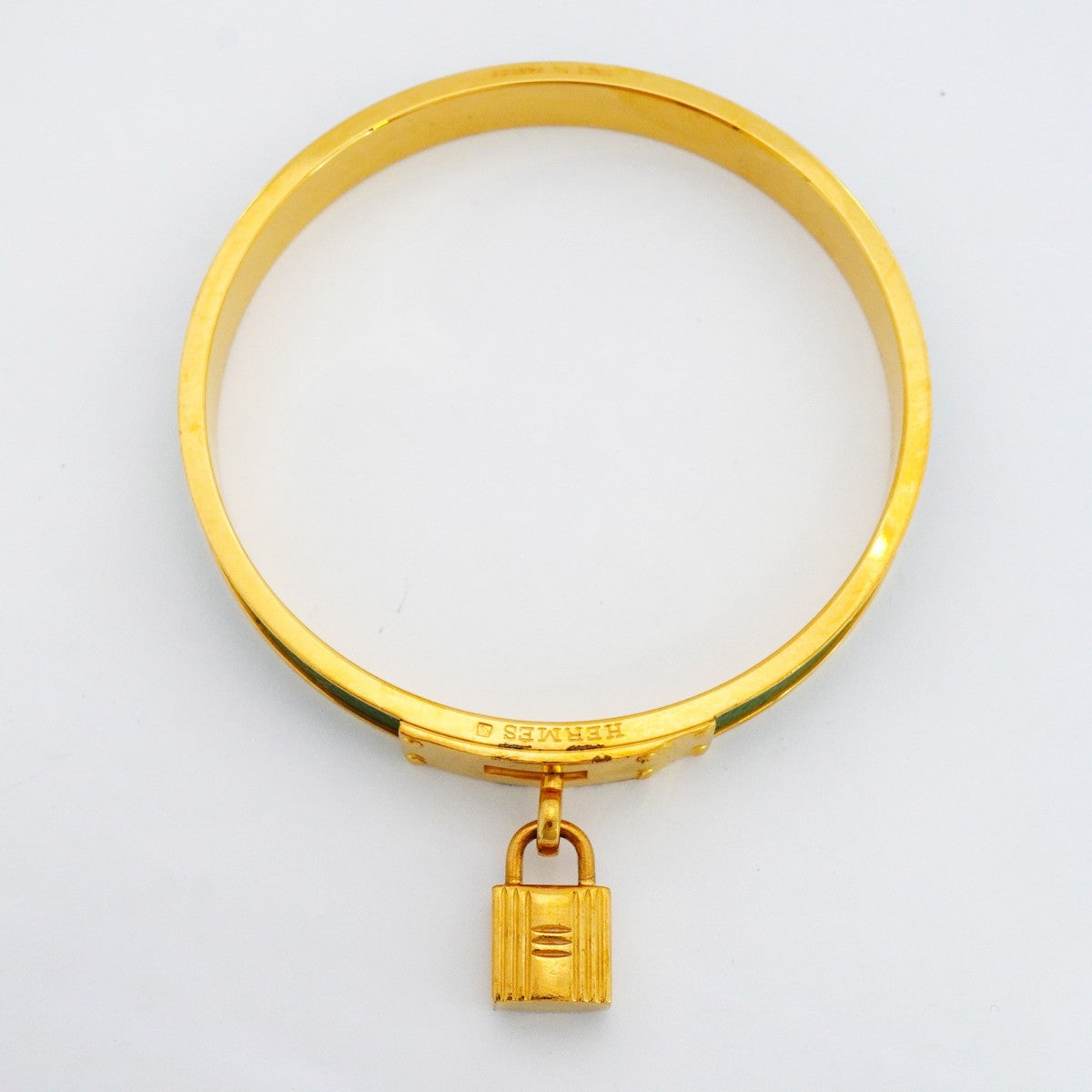 【6jfb0304】エルメス バングル ケリーバングル GPメッキ ゴールド グリーン【中古】レディース