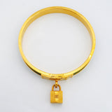 【6jfb0304】エルメス バングル ケリーバングル GPメッキ ゴールド グリーン【中古】レディース