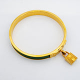 【6jfb0304】エルメス バングル ケリーバングル GPメッキ ゴールド グリーン【中古】レディース