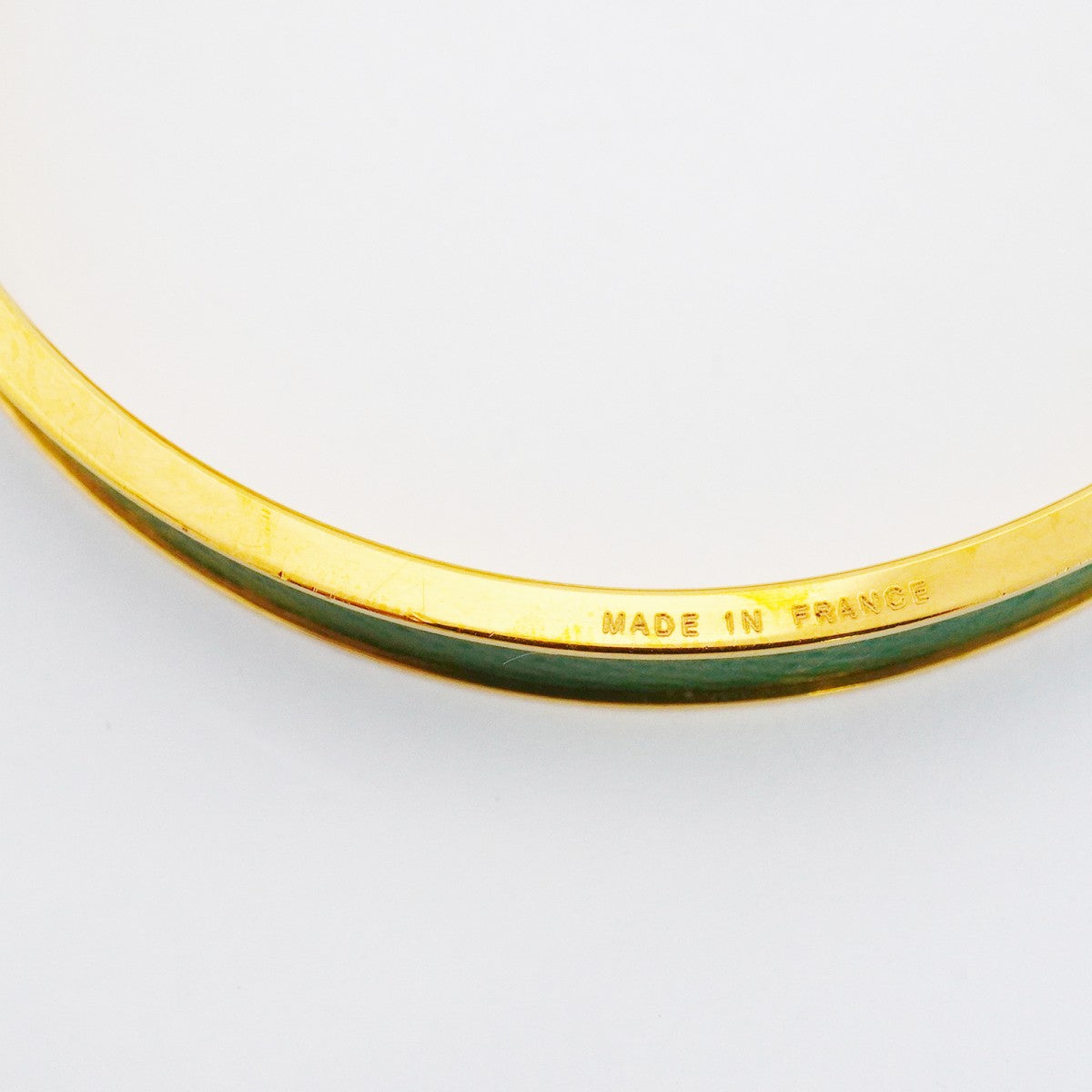 【6jfb0304】エルメス バングル ケリーバングル GPメッキ ゴールド グリーン【中古】レディース