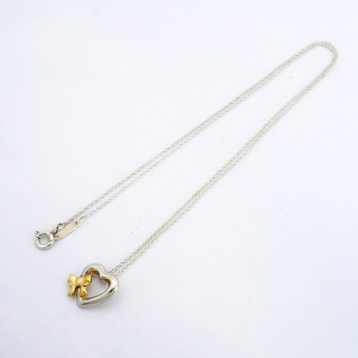【6jfb0309】ティファニー ネックレス ハートリボン K18YG イエローゴールド シルバー925【中古】レディース