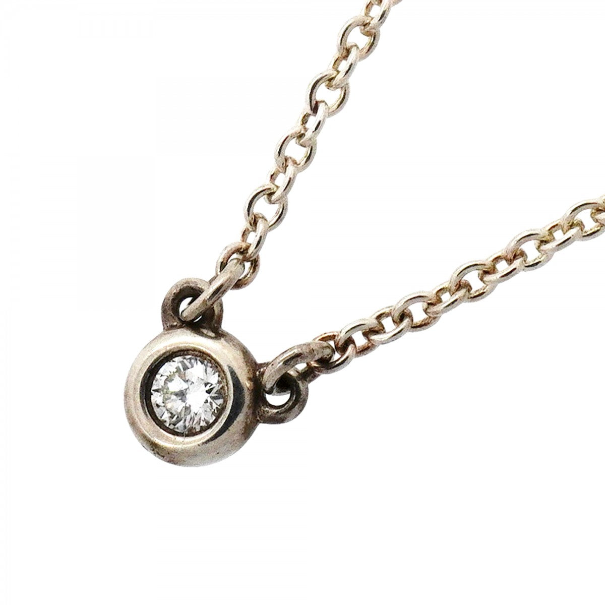 【6jfb0332-k】ティファニー ネックレス バイザヤード 1PD シルバー925 ダイヤモンド【中古】レディース