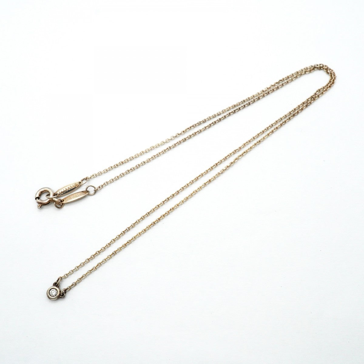 【6jfb0332-k】ティファニー ネックレス バイザヤード 1PD シルバー925 ダイヤモンド【中古】レディース