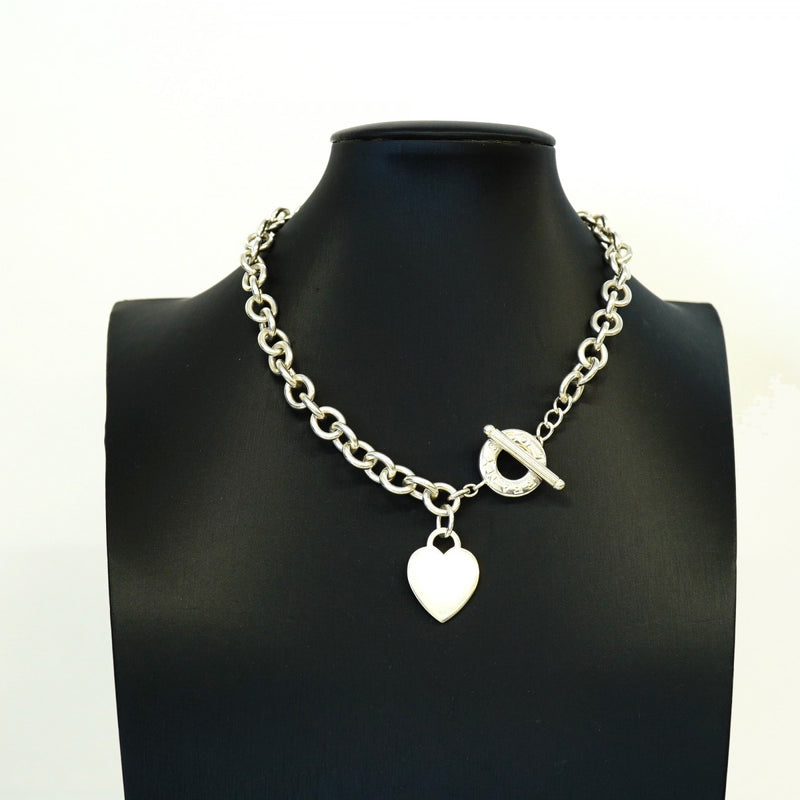 【6jfb0336-k】ティファニー ネックレス ハートタグ/トグル シルバー925【中古】レディース