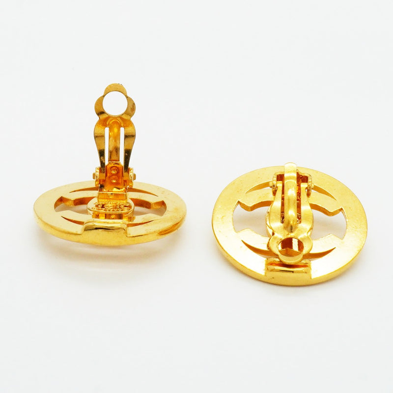 【6jfb0339-k】シャネル イヤリング ヴィンテージ ココマーク ターンロック 丸型 サークル GPメッキ ゴールド【中古】レディース