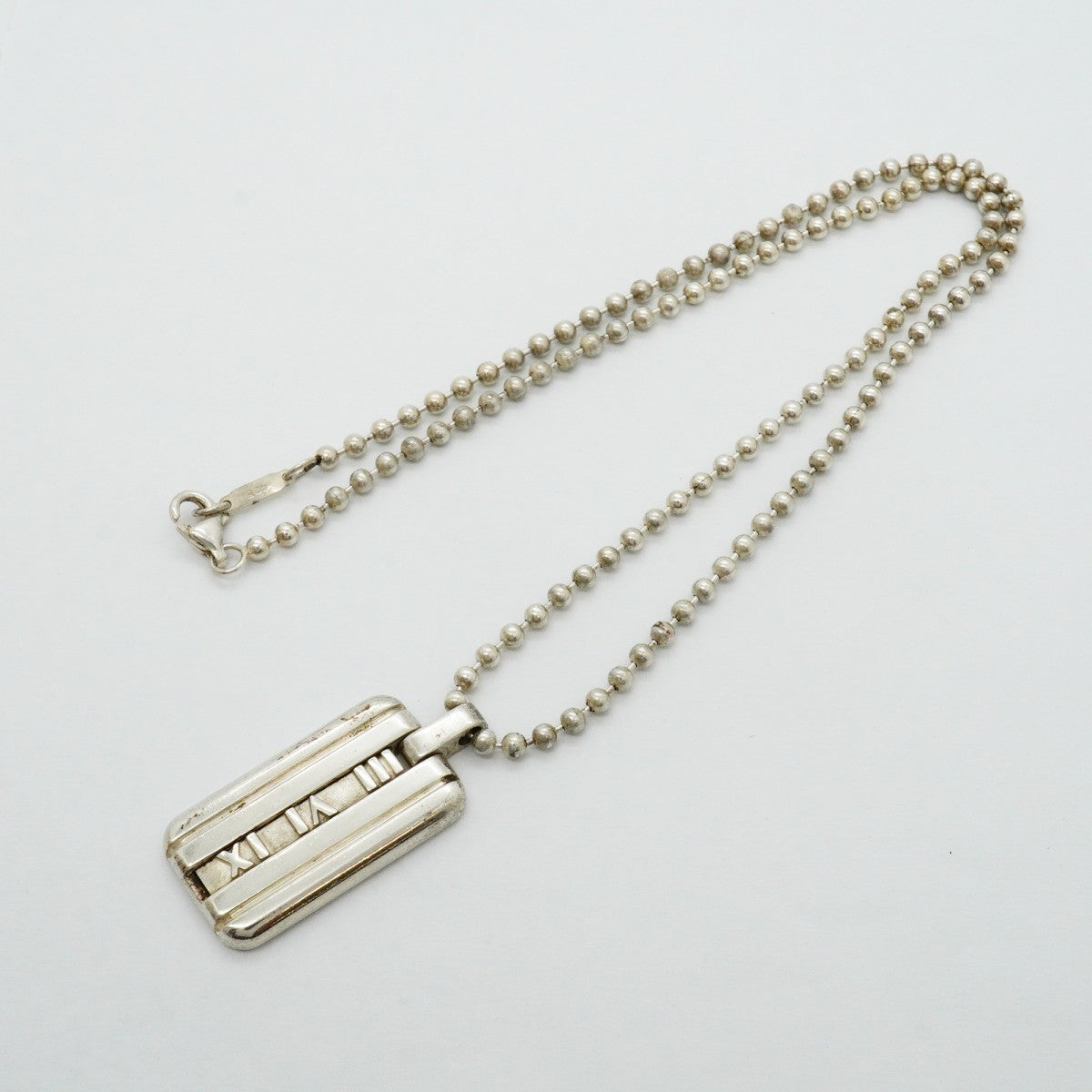 【6jfb0343-k】ティファニー ネックレス アトラス プレート/ボールチェーン シルバー925【中古】レディース