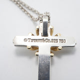 【6jfb0368-k】ティファニー ネックレス シグネチャークロス K18YG イエローゴールド シルバー925【中古】レディース