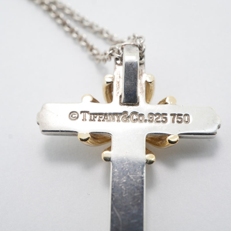 【6jfb0368-k】ティファニー ネックレス シグネチャークロス K18YG イエローゴールド シルバー925【中古】レディース