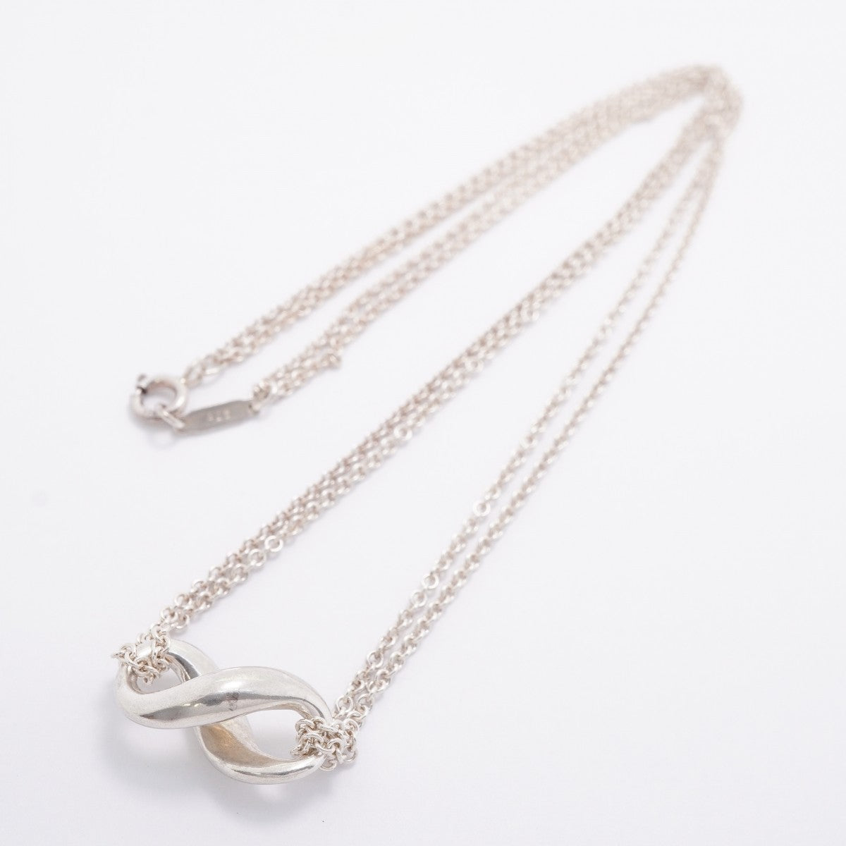 【6jfb0370-k】ティファニー ネックレス インフィニティ ダブルチェーン シルバー925【中古】レディース