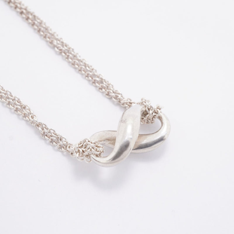 【6jfb0370-k】ティファニー ネックレス インフィニティ ダブルチェーン シルバー925【中古】レディース