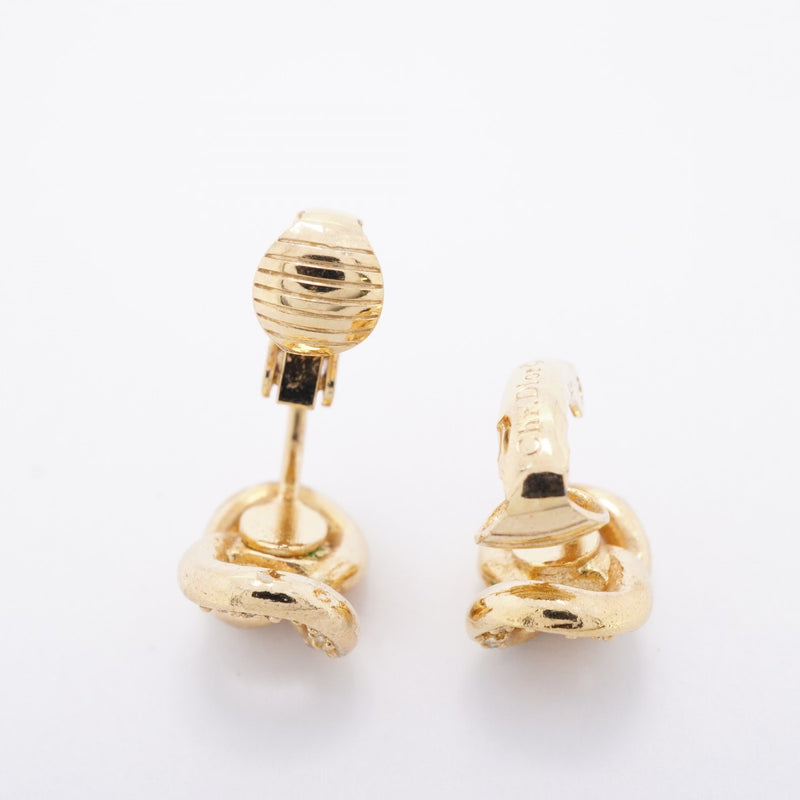 【6jfb0375-k】クリスチャンディオール イヤリング GPメッキ ラインストーン ゴールド【中古】レディース