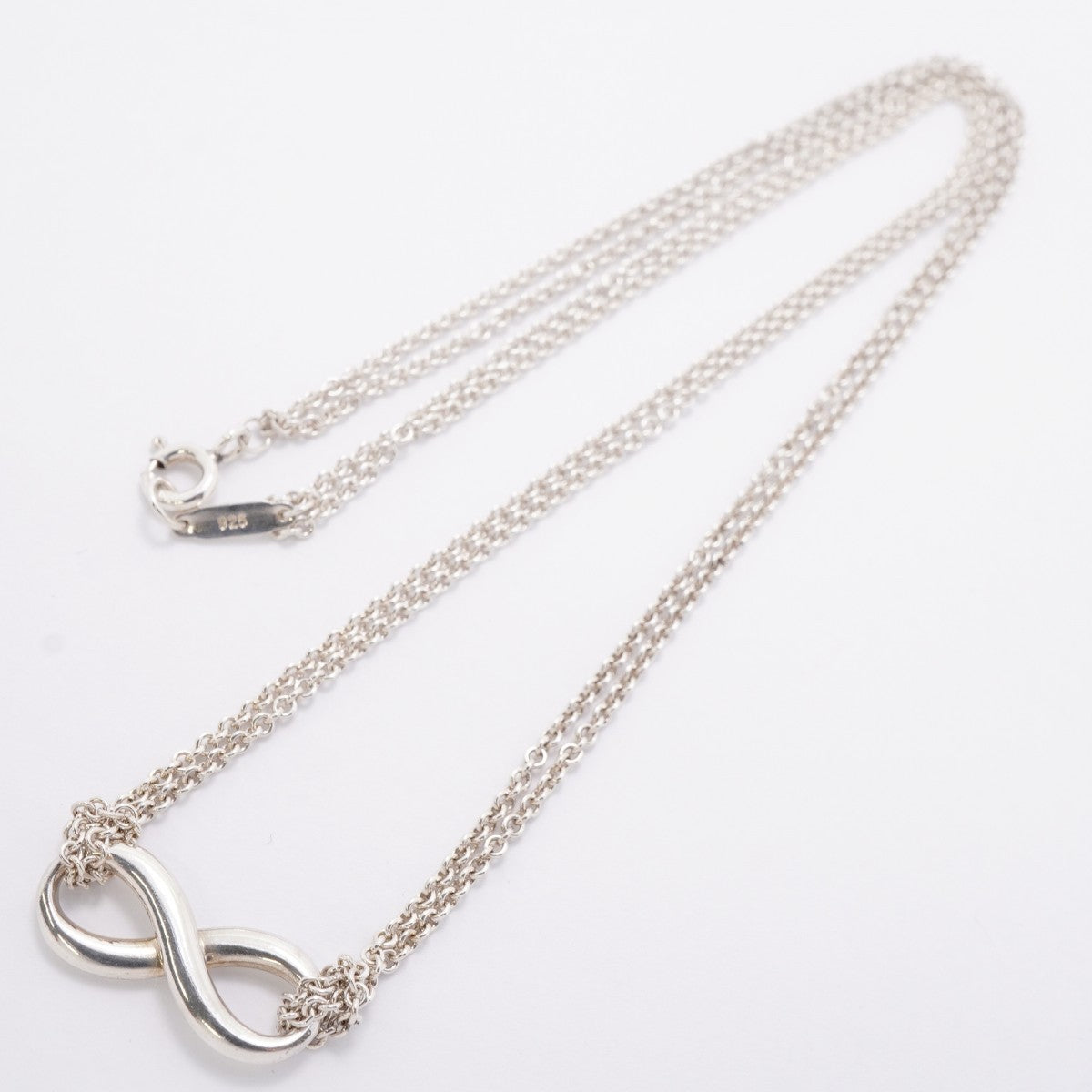 【6jfb0387-k】ティファニー ネックレス インフィニティ ダブルチェーン シルバー925【中古】レディース