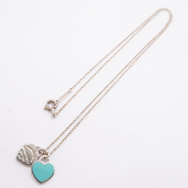 【6jfb0390-k】ティファニー ネックレス ダブルリターントゥハート シルバー925 ブルー【中古】レディース