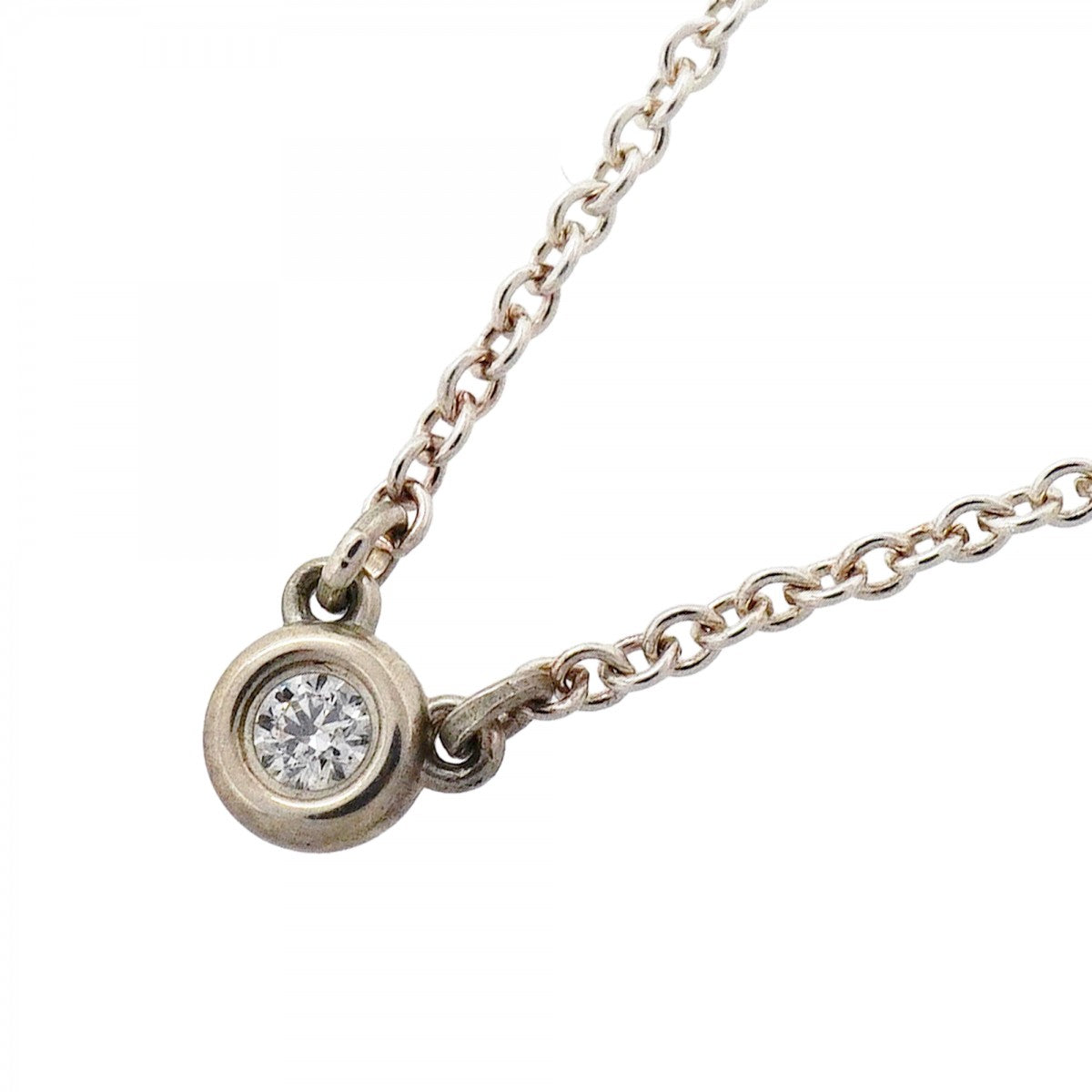 【6jfb0395-k】ティファニー ネックレス バイザヤード 1PD シルバー925 ダイヤモンド【中古】レディース