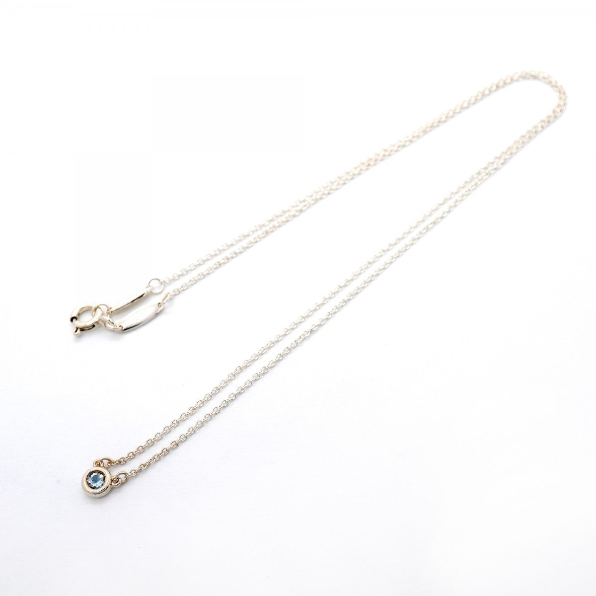 【6jfb0402-k】ティファニー ネックレス バイザヤード シルバー925 アクアマリン【中古】レディース