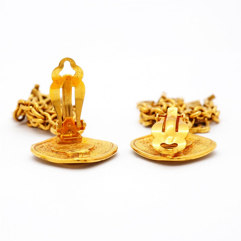 【6jfb0405-k】シャネル イヤリング ヴィンテージ ココマーク シャネルロゴ GPメッキ ゴールド【中古】レディース