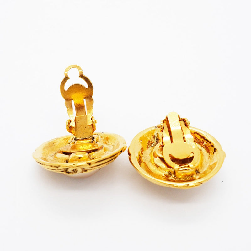 【6jfb0408-k】シャネル イヤリング ヴィンテージ ココマーク GPメッキ フェイクパール ゴールド【中古】レディース