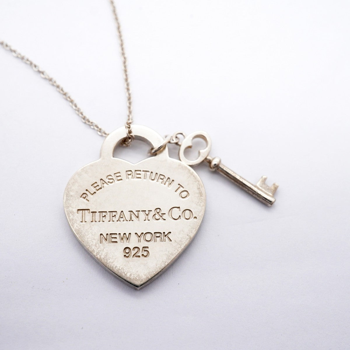 【6jfb0412】ティファニー ネックレス ハートタグ/キー シルバー925【中古】レディース