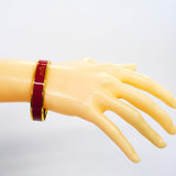 【6jfb0426】エルメス バングル エマイユPM カレーシュ GPメッキ 七宝焼き ゴールド レッド【中古】レディース