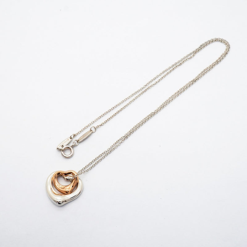 【6jfb0439】ティファニー ネックレス ダブルオープンハート K18PG ピンクゴールド シルバー925【中古】レディース