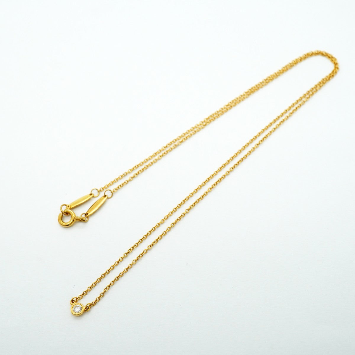 【6jfb0455】ティファニー ネックレス バイザヤード 1PD K18YG イエローゴールド ダイヤモンド【中古】レディース