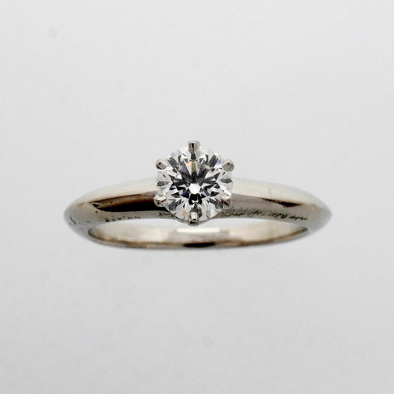 【6jfb0468】ティファニー リング ソリティア 1PD Pt950 プラチナ ダイヤモンド 0.41ct 8号【中古】レディース