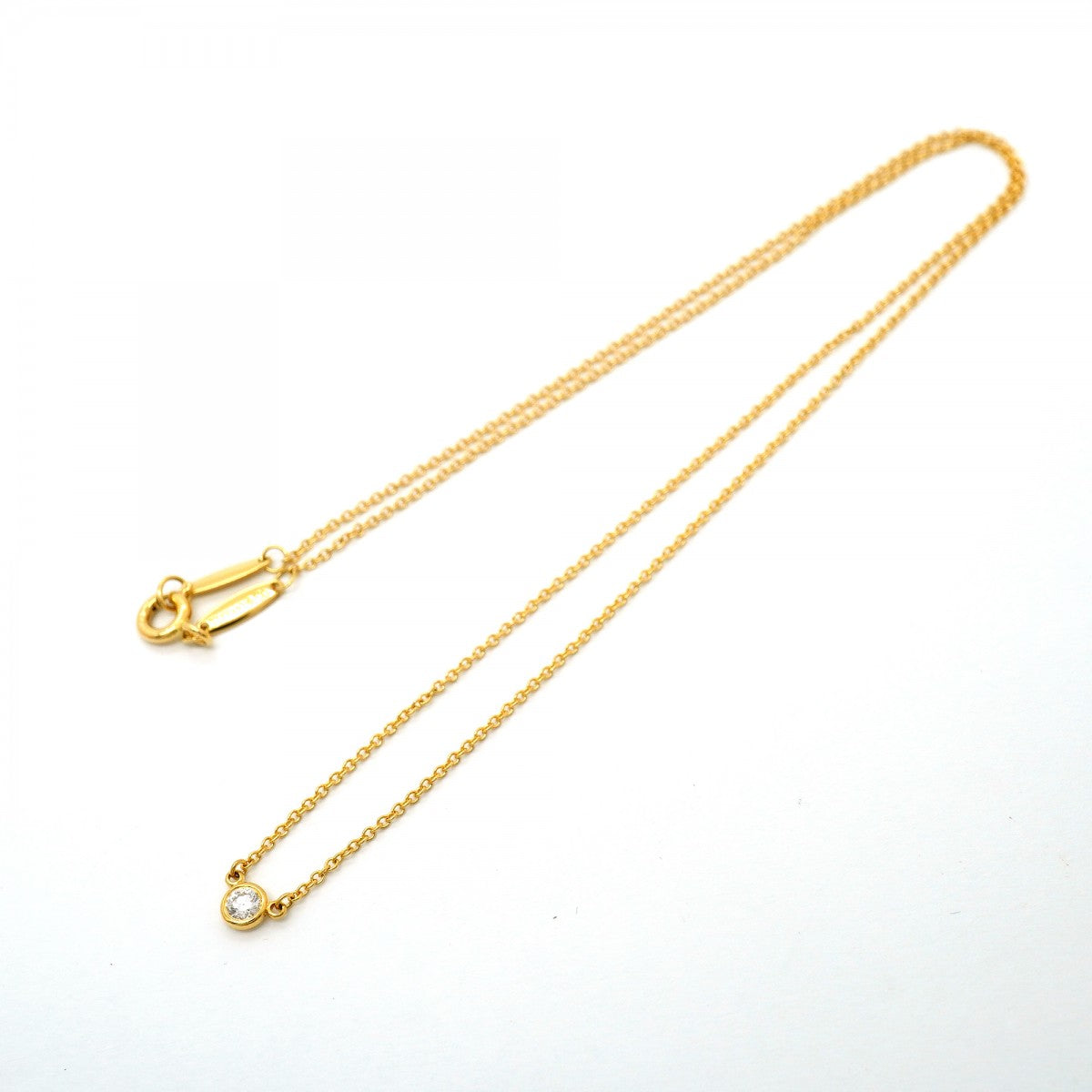 【6jfb0486】ティファニー ネックレス バイザヤード 1PD K18YG イエローゴールド ダイヤモンド【中古】レディース