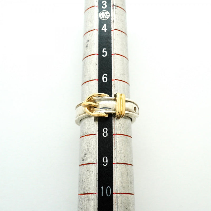 【6jfb0493】エルメス リング サンチュール K18YG イエローゴールド シルバー925 ＃48【中古】レディース