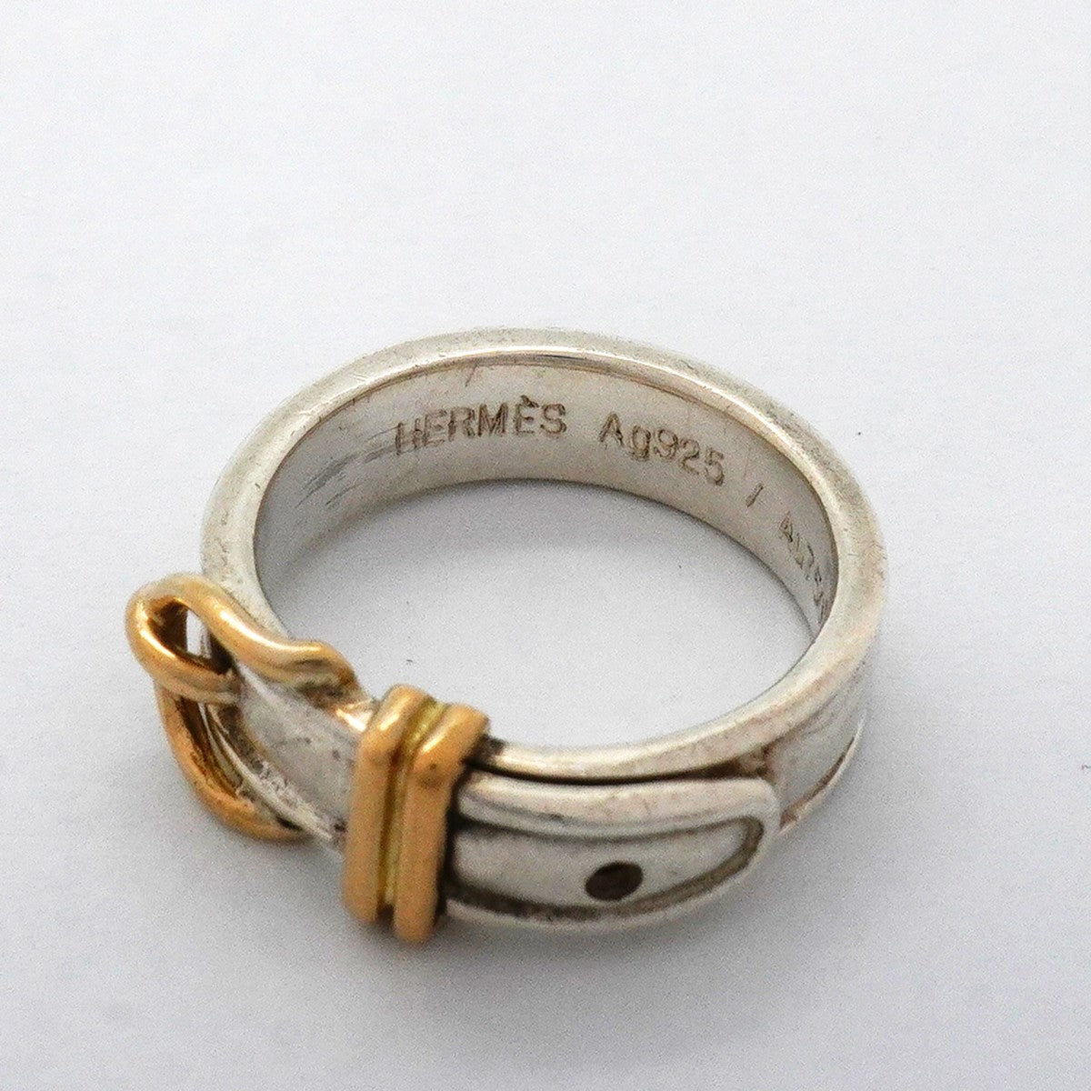 【6jfb0493】エルメス リング サンチュール K18YG イエローゴールド シルバー925 ＃48【中古】レディース