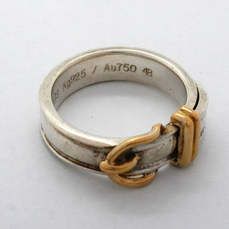 【6jfb0493】エルメス リング サンチュール K18YG イエローゴールド シルバー925 ＃48【中古】レディース