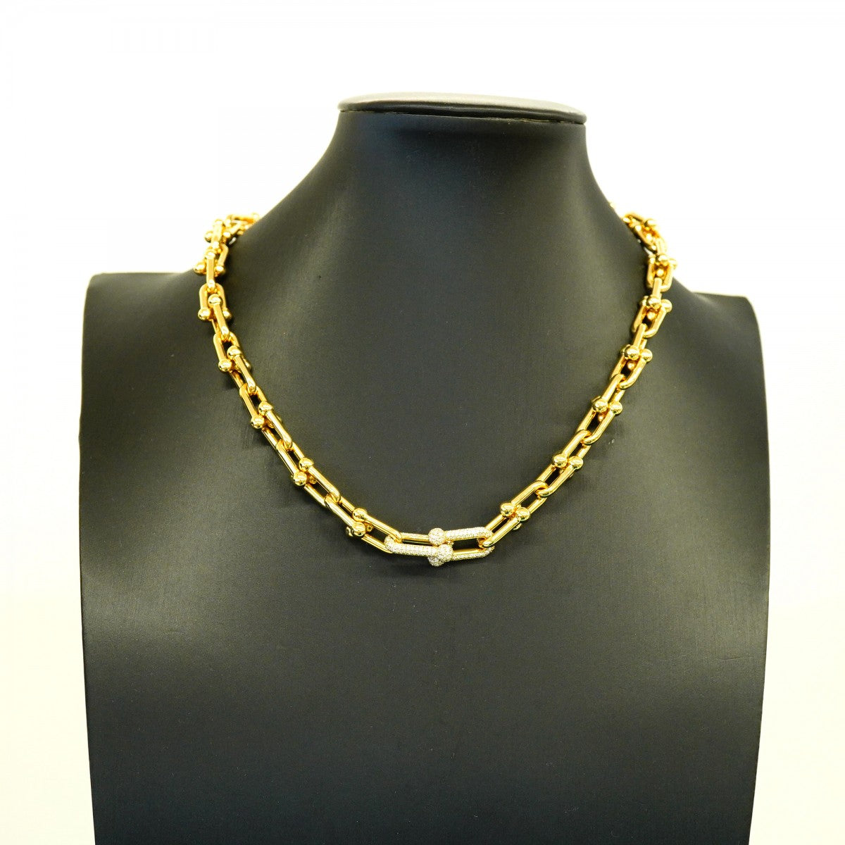 【6jfb0495】ティファニー ネックレス ハードウェア/ミディアムリンク K18YG イエローゴールド ダイヤモンド 1.39ct【中古】メンズ レディース ユニセックス