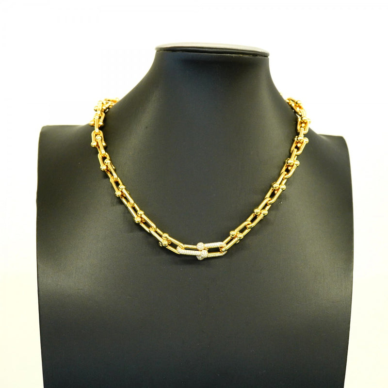 【6jfb0495】ティファニー ネックレス ハードウェア/ミディアムリンク K18YG イエローゴールド ダイヤモンド 1.39ct【中古】メンズ レディース ユニセックス