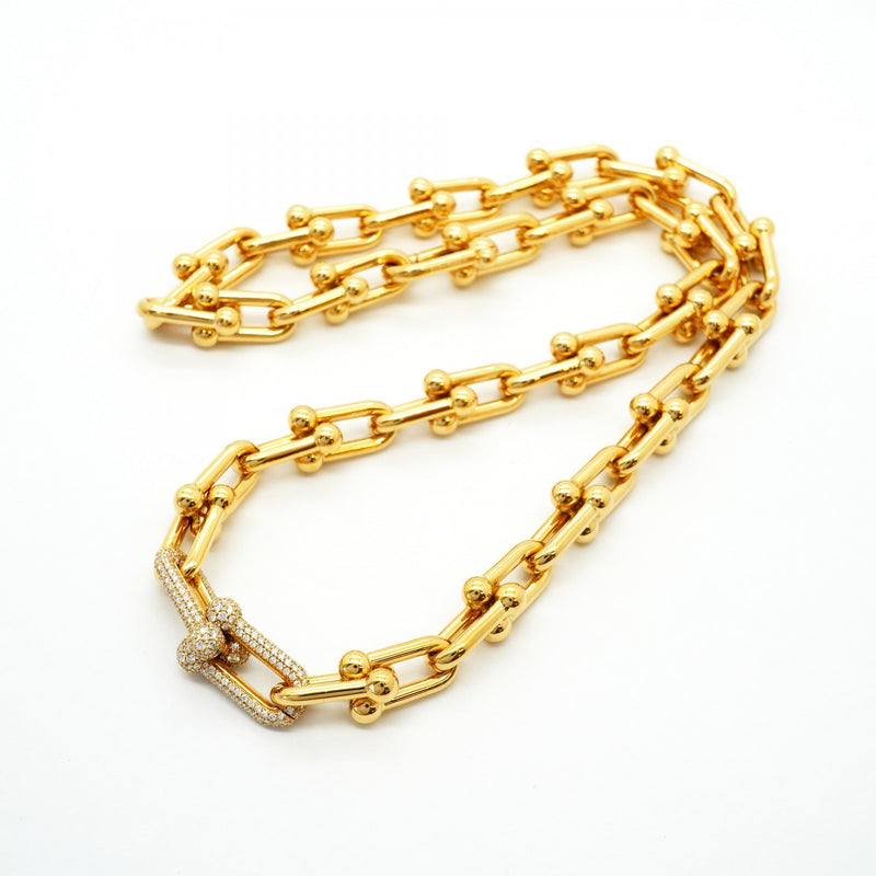 【6jfb0495】ティファニー ネックレス ハードウェア/ミディアムリンク K18YG イエローゴールド ダイヤモンド 1.39ct【中古】メンズ レディース ユニセックス