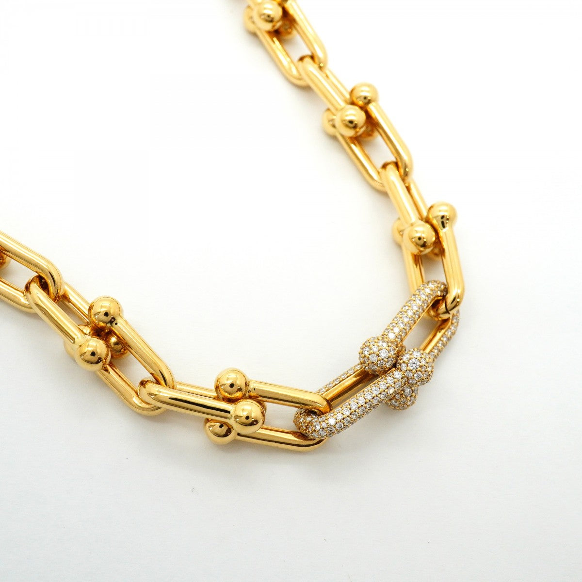 【6jfb0495】ティファニー ネックレス ハードウェア/ミディアムリンク K18YG イエローゴールド ダイヤモンド 1.39ct【中古】メンズ レディース ユニセックス