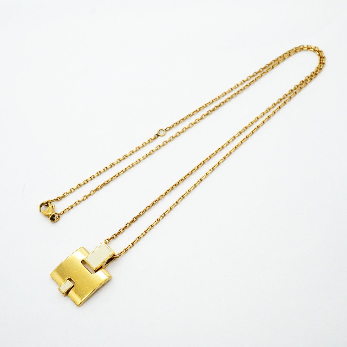 【6jfb0498-k】エルメス ネックレス アイリーン GPメッキ ゴールド アイボリー【中古】レディース