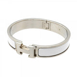 【6jfb0499-k】エルメス バングル クリッククラックPM メタル シルバー ホワイト【中古】レディース