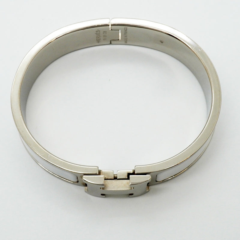 【6jfb0499-k】エルメス バングル クリッククラックPM メタル シルバー ホワイト【中古】レディース