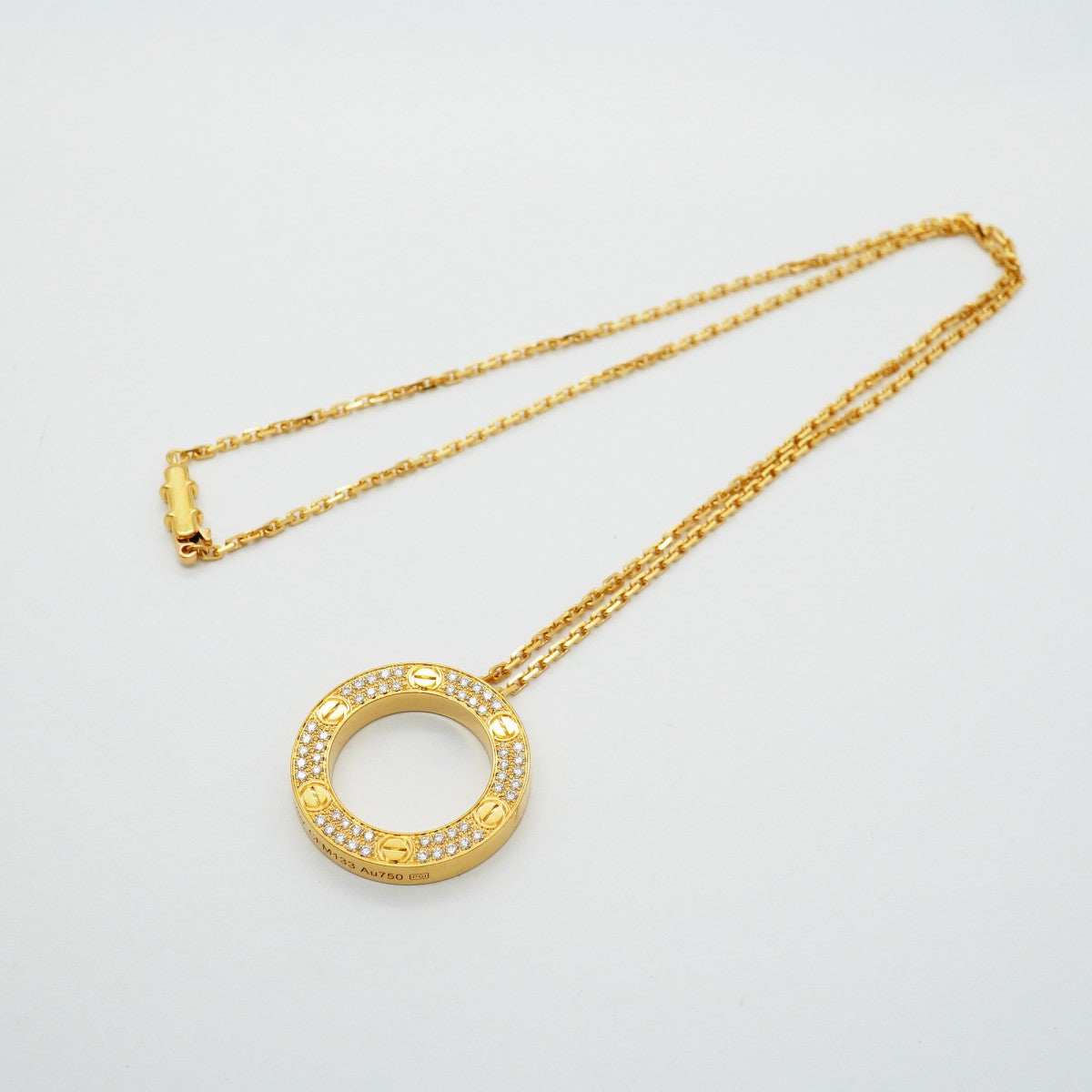 【6jfb0500】カルティエ ネックレス ラブサークル パヴェ K18YG イエローゴールド ダイヤモンド【中古】レディース