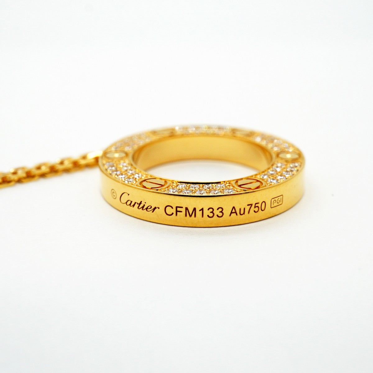 【6jfb0500】カルティエ ネックレス ラブサークル パヴェ K18YG イエローゴールド ダイヤモンド【中古】レディース