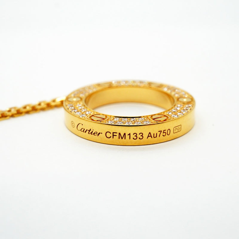 【6jfb0500】カルティエ ネックレス ラブサークル パヴェ K18YG イエローゴールド ダイヤモンド【中古】レディース
