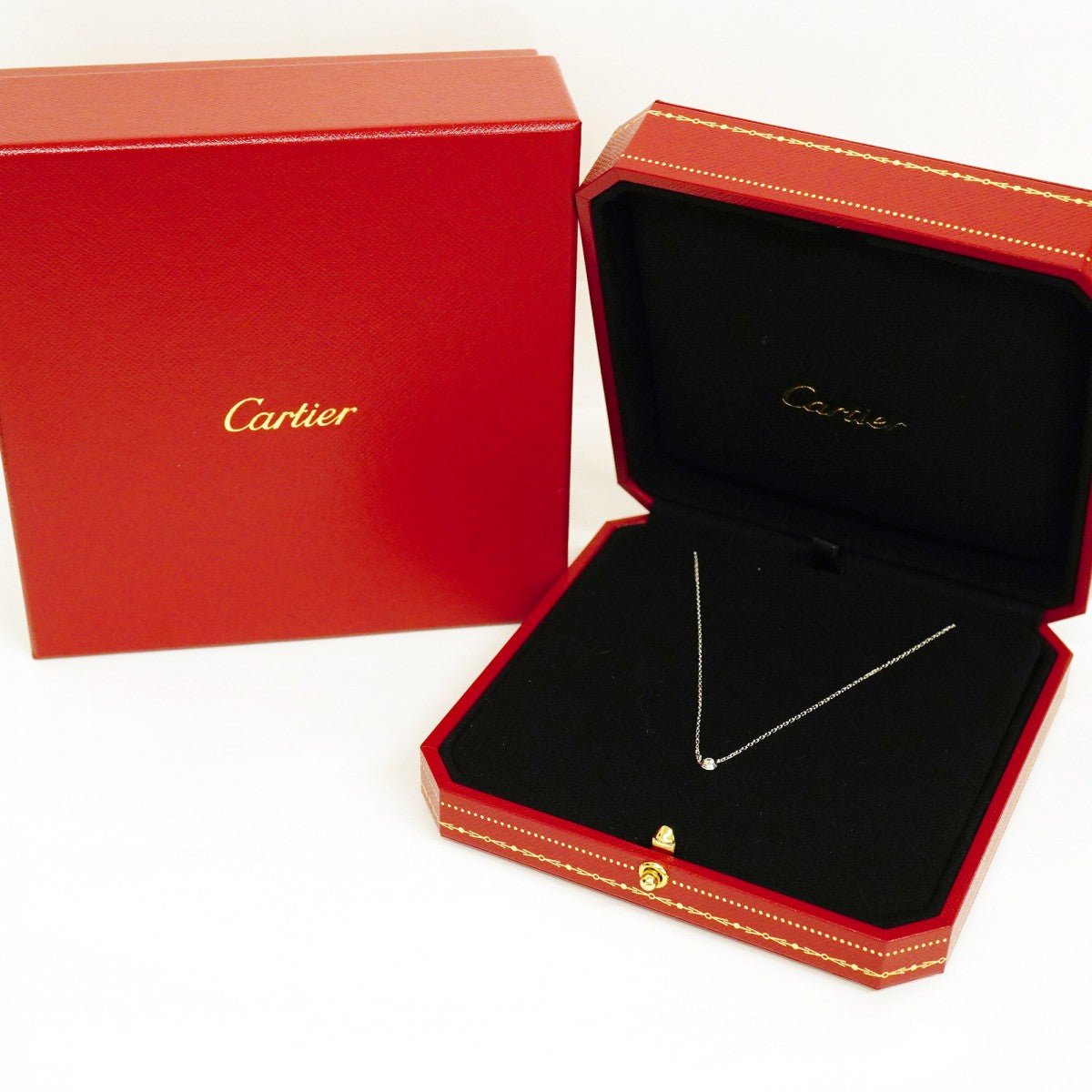 【6jfb0509】カルティエ ネックレス ダムール XS/1PD K18WG ホワイトゴールド ダイヤモンド【中古】レディース